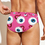 Human Eyeball Pattern Print Men's Swim Briefs