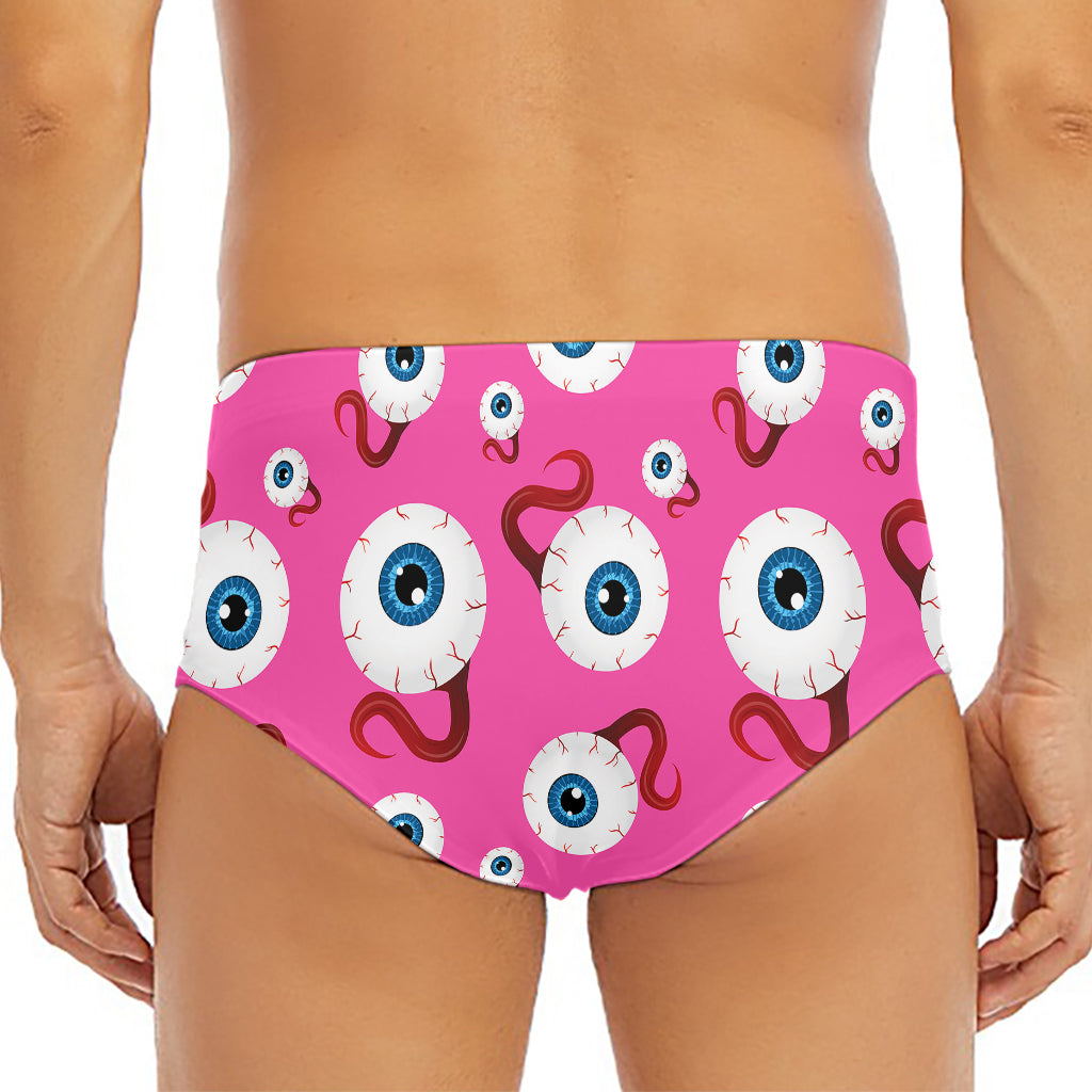 Human Eyeball Pattern Print Men's Triangle Swim Briefs