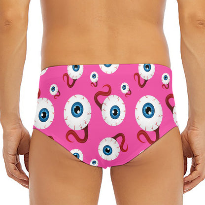 Human Eyeball Pattern Print Men's Triangle Swim Briefs