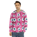 Human Eyeball Pattern Print Men's Velvet Pullover Hoodie