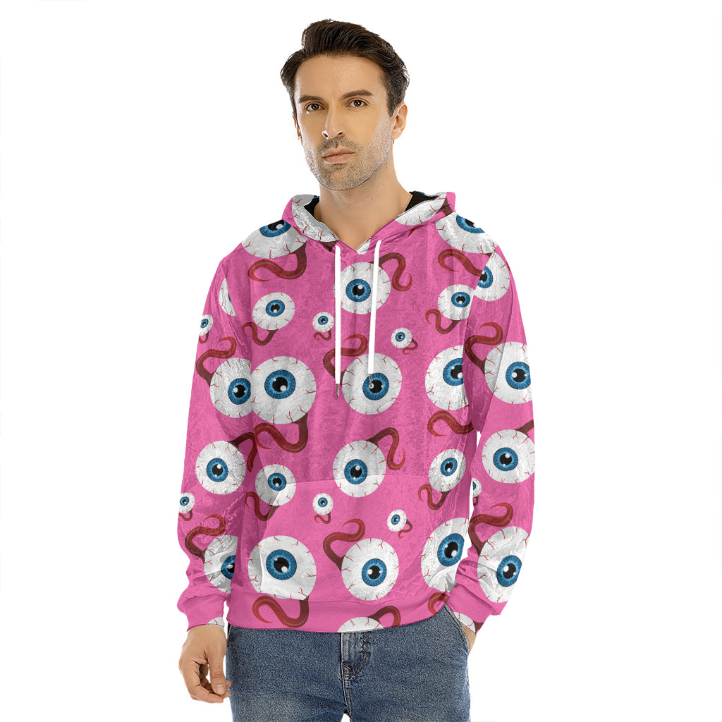Human Eyeball Pattern Print Men's Velvet Pullover Hoodie