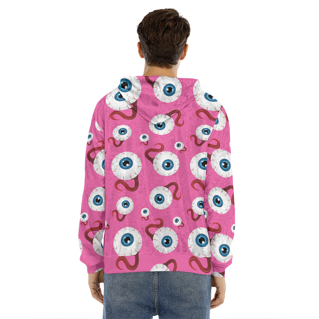 Human Eyeball Pattern Print Men's Velvet Pullover Hoodie