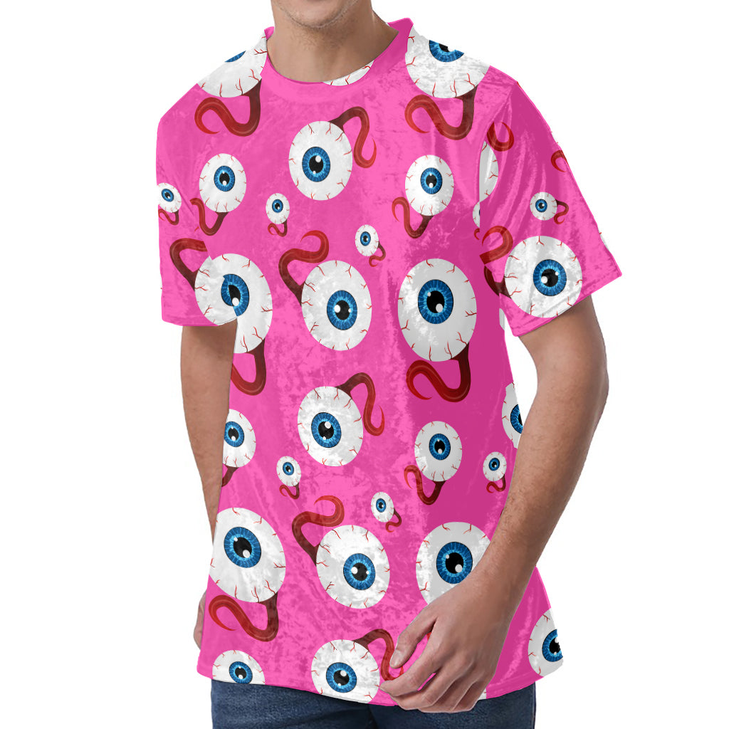 Human Eyeball Pattern Print Men's Velvet T-Shirt