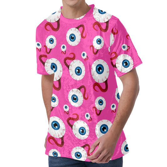 Human Eyeball Pattern Print Men's Velvet T-Shirt