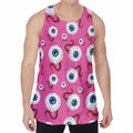Human Eyeball Pattern Print Men's Velvet Tank Top
