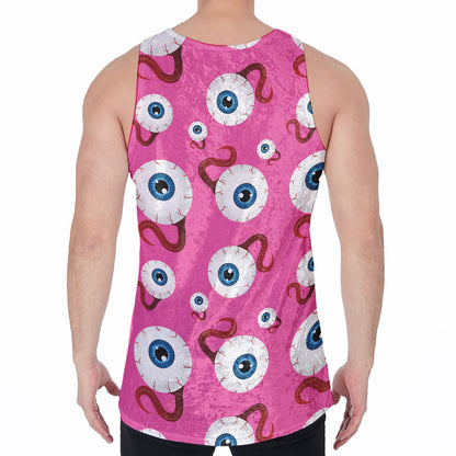 Human Eyeball Pattern Print Men's Velvet Tank Top