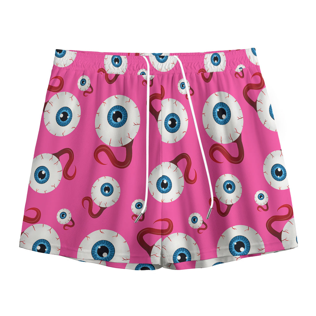 Human Eyeball Pattern Print Mesh Shorts