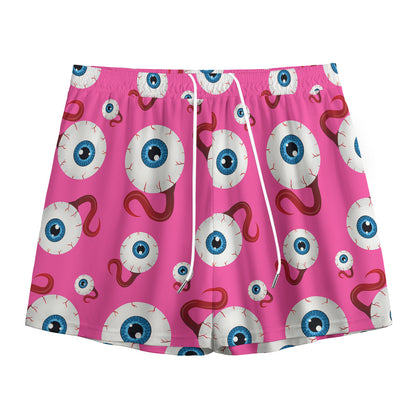 Human Eyeball Pattern Print Mesh Shorts