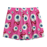 Human Eyeball Pattern Print Mesh Shorts