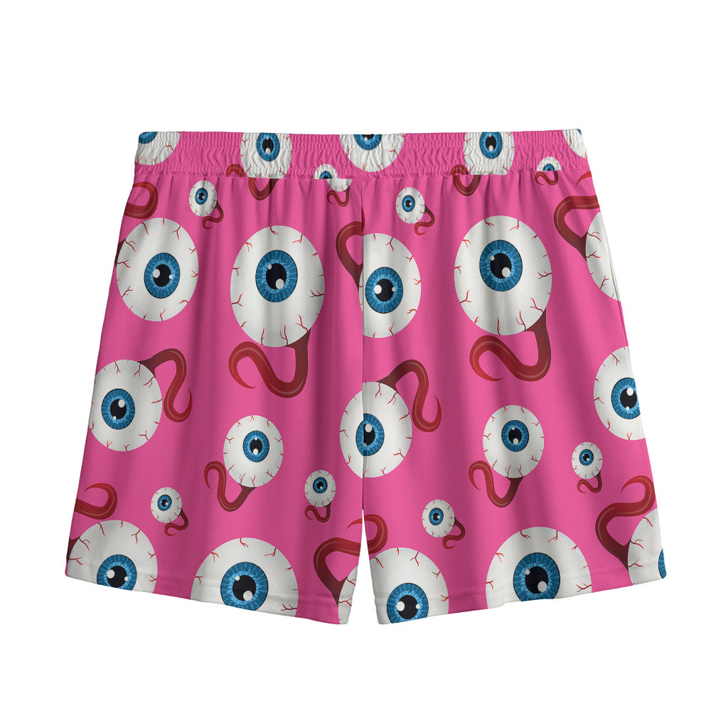 Human Eyeball Pattern Print Mesh Shorts