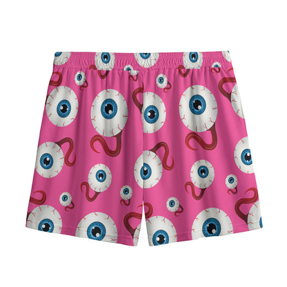 Human Eyeball Pattern Print Mesh Shorts
