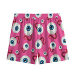 Human Eyeball Pattern Print Mesh Shorts