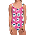 Human Eyeball Pattern Print One Piece Swimsuit