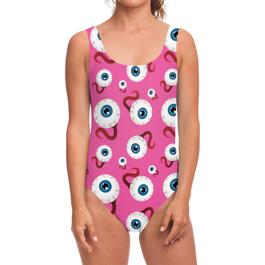 Human Eyeball Pattern Print One Piece Swimsuit