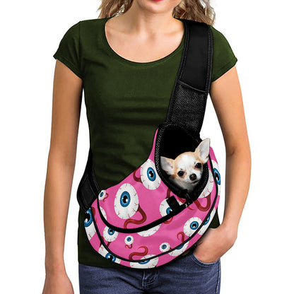 Human Eyeball Pattern Print Pet Sling Carrier