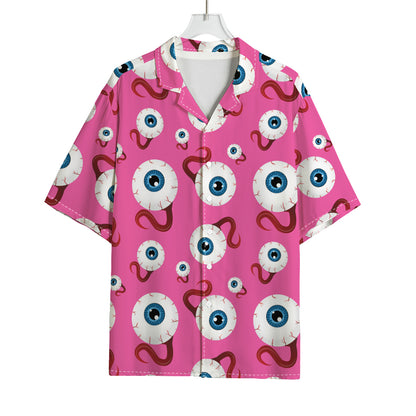 Human Eyeball Pattern Print Rayon Hawaiian Shirt