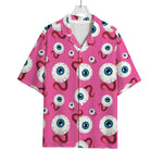 Human Eyeball Pattern Print Rayon Hawaiian Shirt