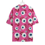 Human Eyeball Pattern Print Rayon Hawaiian Shirt