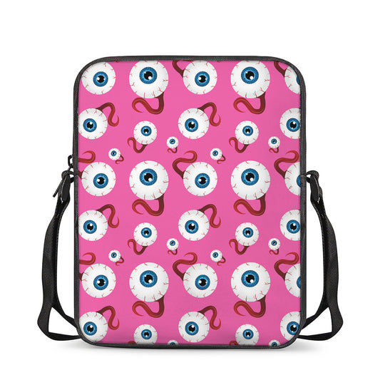 Human Eyeball Pattern Print Rectangular Crossbody Bag