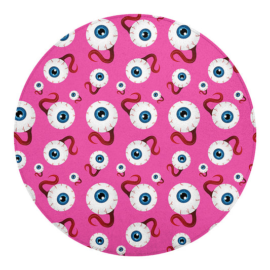 Human Eyeball Pattern Print Round Blanket