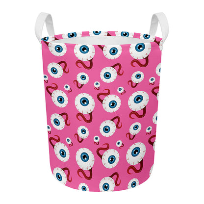 Human Eyeball Pattern Print Round Laundry Basket
