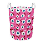 Human Eyeball Pattern Print Round Laundry Basket