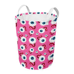 Human Eyeball Pattern Print Round Laundry Basket