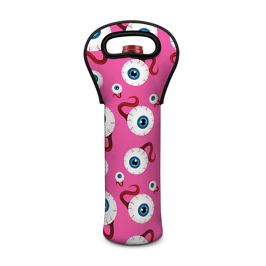 Human Eyeball Pattern Print Single Neoprene Wine Tote