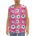 Human Eyeball Pattern Print Sleeveless Baseball Jersey