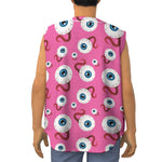 Human Eyeball Pattern Print Sleeveless Baseball Jersey