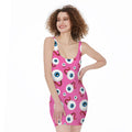 Human Eyeball Pattern Print Sleeveless Bodycon Dress