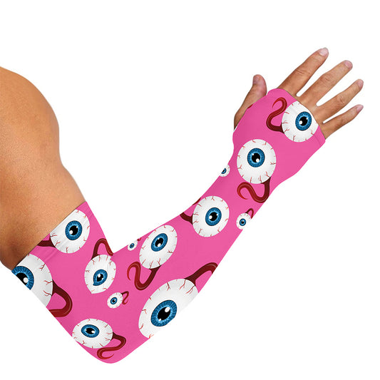 Human Eyeball Pattern Print Sun Protection Arm Sleeves