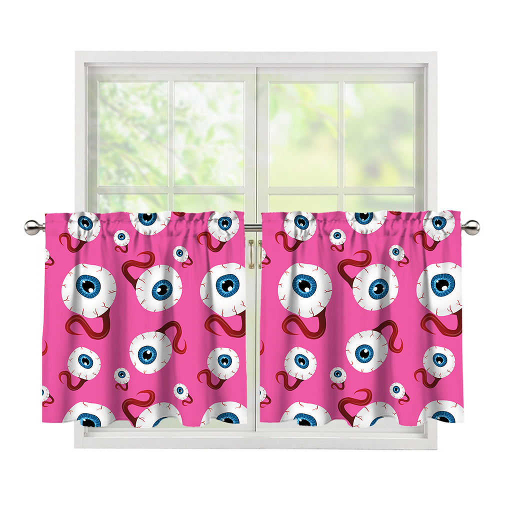 Human Eyeball Pattern Print Tier Curtains