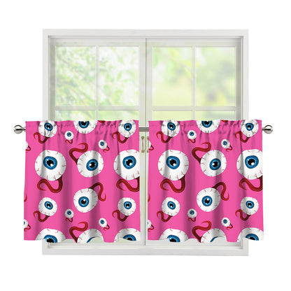 Human Eyeball Pattern Print Tier Curtains