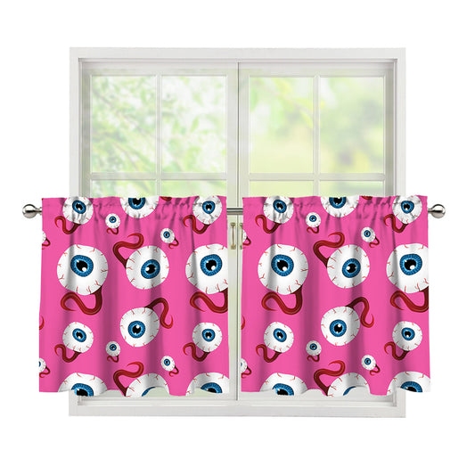 Human Eyeball Pattern Print Tier Curtains