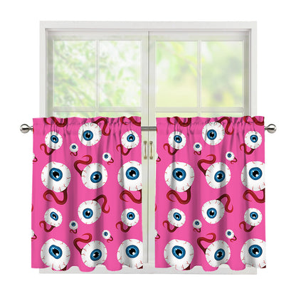 Human Eyeball Pattern Print Tier Curtains
