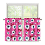 Human Eyeball Pattern Print Tier Curtains