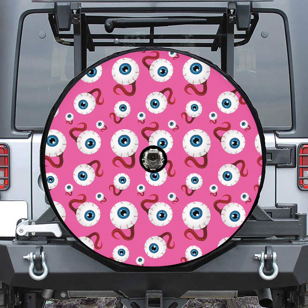 Human Eyeball Pattern Print Tire Cover With Camera Hole