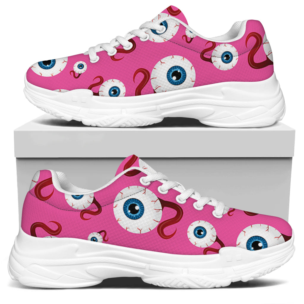Human Eyeball Pattern Print White Chunky Shoes