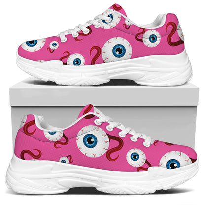 Human Eyeball Pattern Print White Chunky Shoes