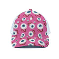 Human Eyeball Pattern Print White Mesh Trucker Hat