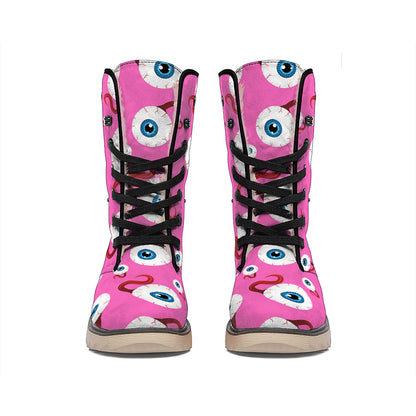 Human Eyeball Pattern Print Winter Boots