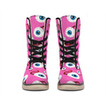 Human Eyeball Pattern Print Winter Boots