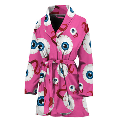 Human Eyeball Pattern Print Women's Bathrobe