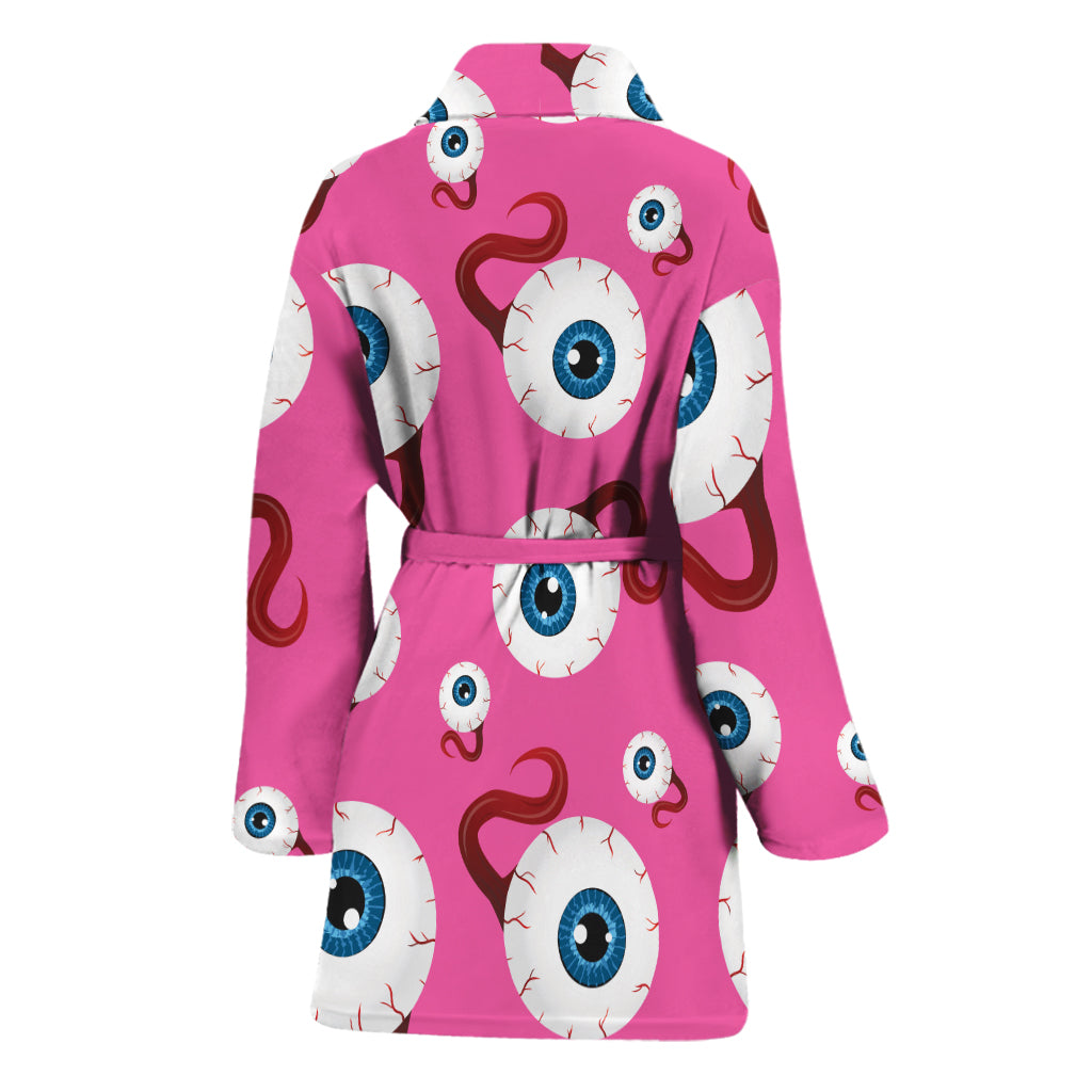 Human Eyeball Pattern Print Women's Bathrobe