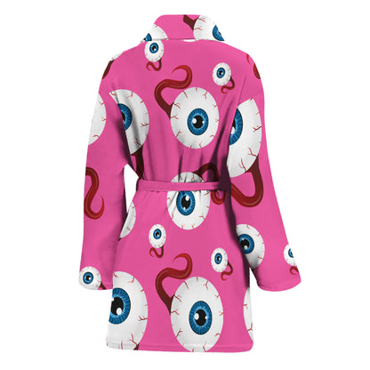 Human Eyeball Pattern Print Women's Bathrobe