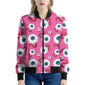 Human Eyeball Pattern Print Women's Bomber Jacket