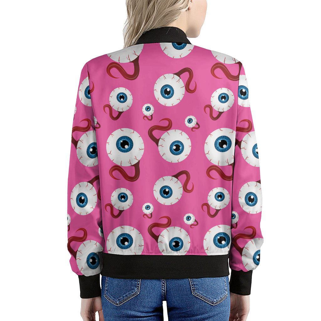 Human Eyeball Pattern Print Women's Bomber Jacket