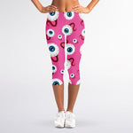 Human Eyeball Pattern Print Women's Capri Leggings
