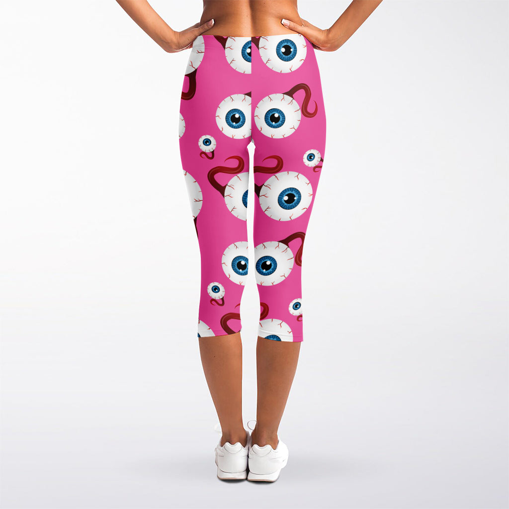 Human Eyeball Pattern Print Women's Capri Leggings